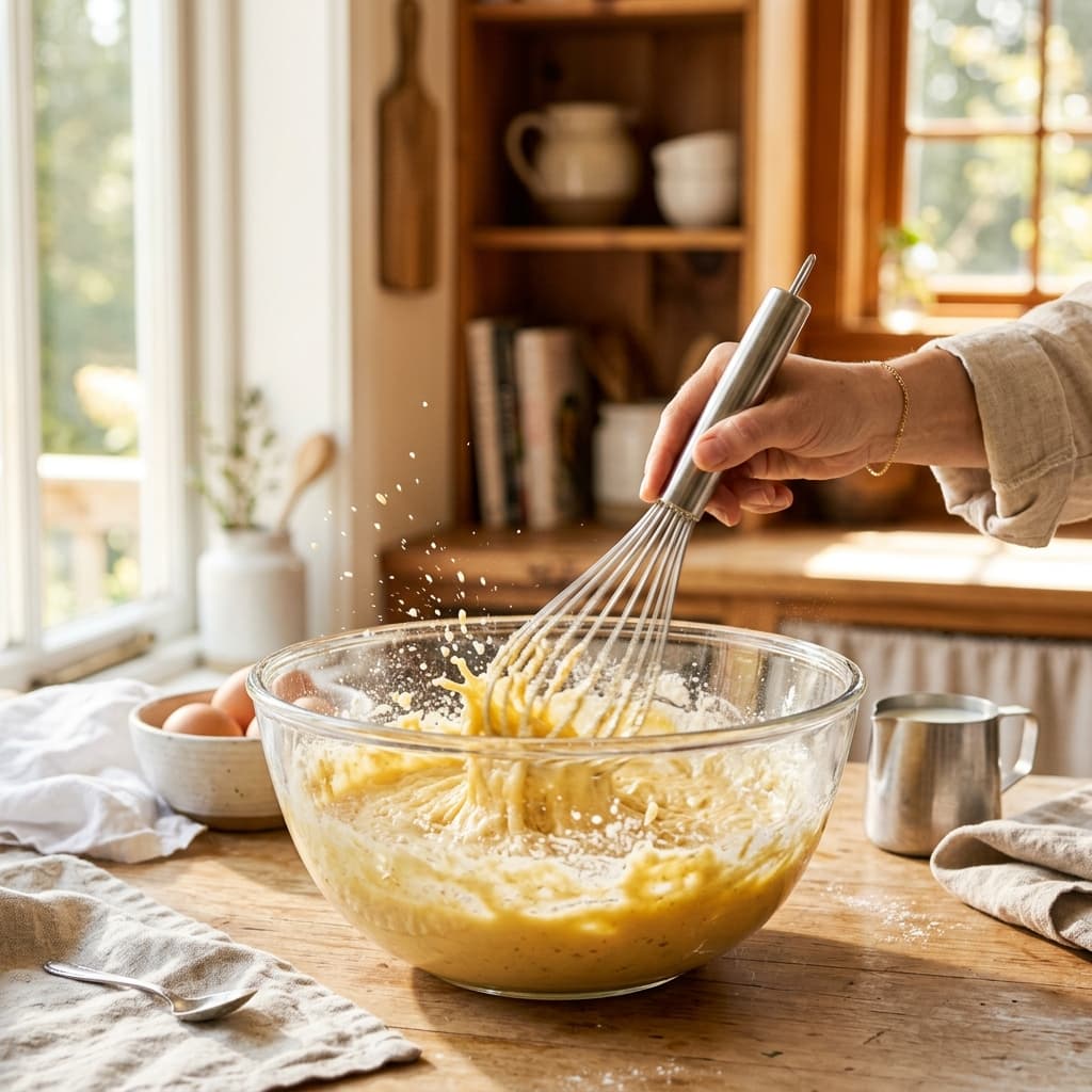 Mixing cake ingredients